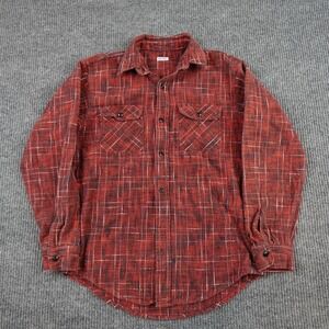 Sugar Cane Shirt Mens Large Red Plaid Flannel Long Sleeve Button Up Read